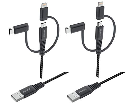 Pro User 3-in-1 USB-Kabel-Set: 2er Pack: 50+100cm, Lade und Datenkabel der Spitzenklasse, 3A Schnellladen, unterstützt Power Delivery, iPhone13, Samsung, Huawei, Powerbank etc. laden von Pro User