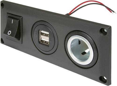 ProCar Einbausteckdose mit USB-A Doppelsteckdose schaltbar + 1 Powersteckdose Belastbarkeit Strom ma von ProCar