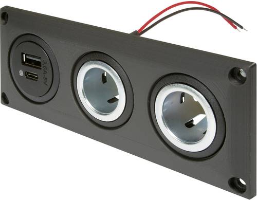 ProCar Einbausteckdose mit USB-C/A Doppelsteckdose + 2 Powersteckdosen Belastbarkeit Strom max.=20A ProCar Einbausteckdose mit USB-C/A Doppelsteckdose + 2 Powersteckdosen Belastbarkeit Strom max.=20A von ProCar