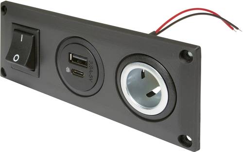 ProCar Einbausteckdose mit USB-C/A Doppelsteckdose schaltbar + 1 Powersteckdose Belastbarkeit Strom von ProCar