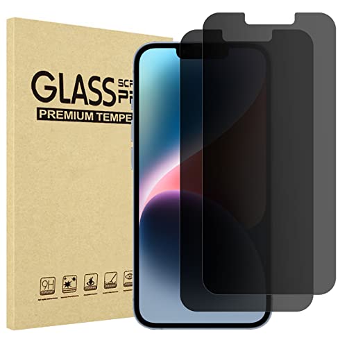 ProCase 2 Stück Privacy Schutzglas für 6,1 Zoll iPhone 14 2022 / iPhone 13 / iPhone 13 Pro 2021 Anti-Spy Screen Protector 9H Gehärtetes Glas Sichtschutz Folie Blickschutzfolie Display Schutzfolie von ProCase