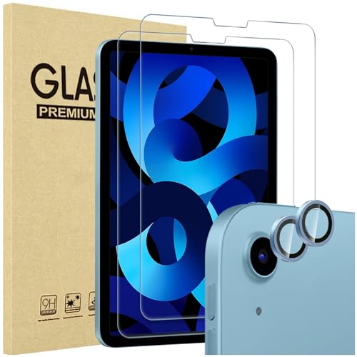 ProCase 2 Stück Schutzfolie für 10,9 Zoll iPad Air 5./4. Generation 2022/2020, 9H Gehärteter Kameraschutz mit Gefärbte Glas Screen Protector Folie Schutzglas Displayschutzfolie für iPad Air 5/4 -Blau von ProCase