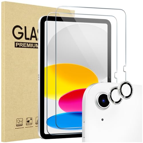 ProCase 2 Stück Schutzfolie für iPad 11 (A16) 11 Zoll 2025/ iPad 10. Generation 10,9 Zoll 2022, Kameraschutz mit Gefärbte Glas für iPad (A16) 11/iPad 10. Gen Screen Protector Folie -Glitzer Silber von ProCase