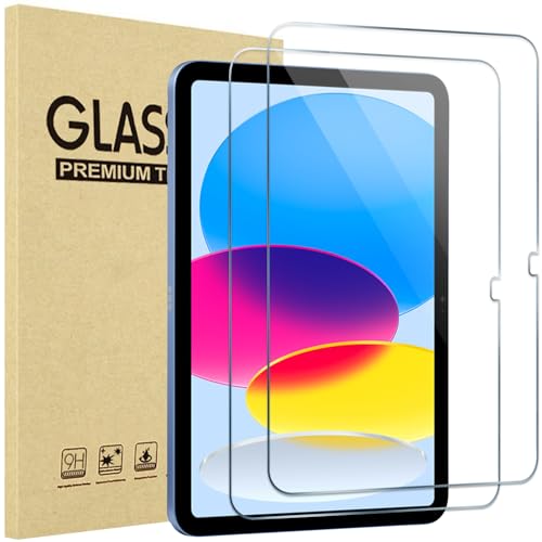 ProCase 2 Stück Schutzfolie für iPad 10. Generation 10,9 Zoll 2022, 9H Gehärtetes Glas für iPad 10th Bildschirm Screen Protector Folie Schutzglas Displayschutzfolie –Klar von ProCase