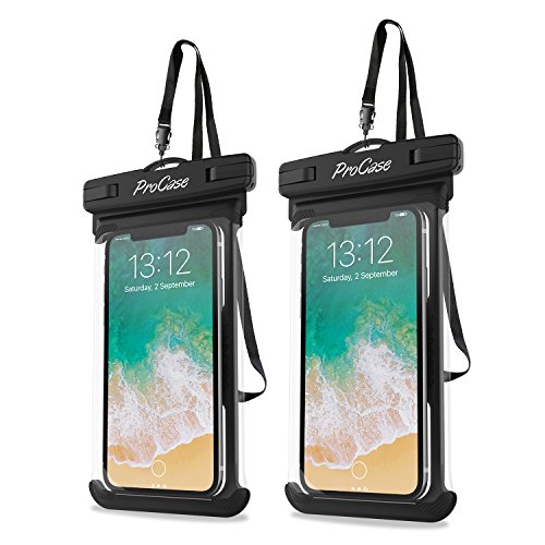 ProCase 2 Stück Wasserdicht Handyhülle,Unterwasser Hülle IPX8 Waterproof Handytasche für 6.9" iPhone 15 14 13 12 Pro Max/Samsung Galaxy S24 S23 Ultra S22 A54 Weiteren Smart Phone bis 7 Zoll- Schwarz von ProCase