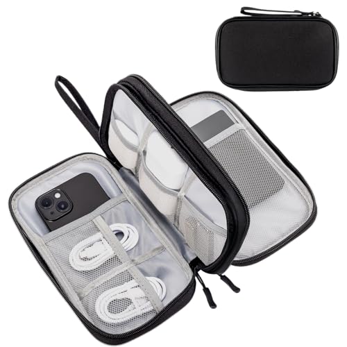 ProCase 3 Schichten Electronic Gadget Reisetasche, Universelle Reisezubehör Gerät Portable Organizer Trage Hülle für Kabel Adapter SD Karten Power Bank -Schwarz von ProCase