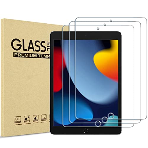 ProCase [3 Stück Schutzfolie für iPad 10,2 Zoll 9. / 8. / 7. Generation 2021/2020/2019, Displayschutzfolie 9H Gehärtetes Glas Screen Protector Folie –Klar von ProCase