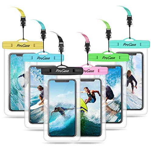 ProCase 6Stück Wasserdicht Uni Handyhülle bis 6.9" Unterwasser Handytasche für iPhone 12/11/XR/XS Pro Max/X/8/7/6S/Plus/SE/Galaxy S20Ultra/10Plus/ 9/8/Note/10plus/9/8/Pixel4/3/2/XL/Huawei -Multifarben von ProCase