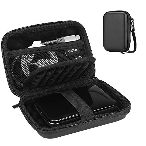 ProCase Externe Festplattentasche Case 6,35cm 2,5 Zoll Eva Universal Elektronik Powerbank Tasche Schutzhülle Kabeltasche Reise Organizer für wd My Passport Mobile, Zubehör, Kabel, HDD, SSD -Schwarz von ProCase