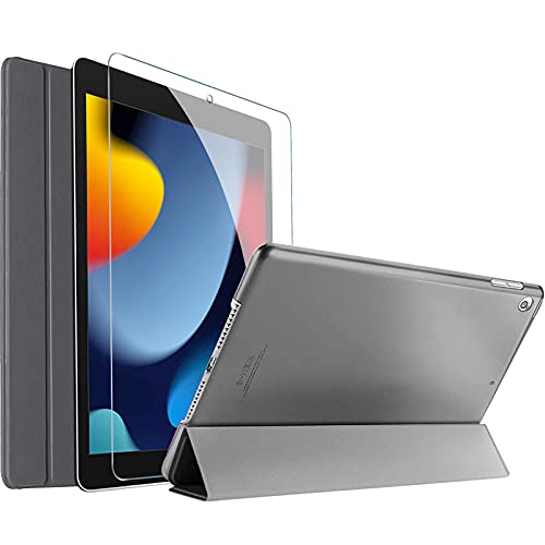 ProCase Falt Hülle mit Display Schutzfolie für iPad 10.2 Zoll 2021 9th/ 2020 8th/ 2019 7th Gen, Dreifach Klapp Schutzhülle Case,Ultra Dünn Leicht Ständer Smart Cover –Grau von ProCase