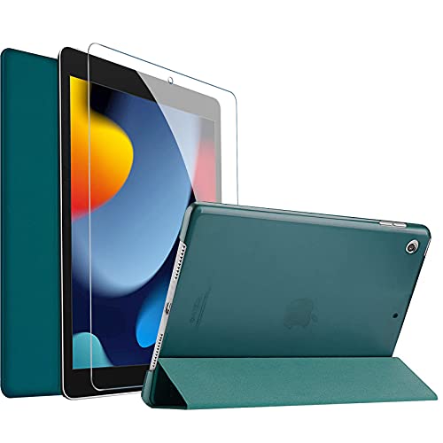 ProCase Falt Hülle mit Display Schutzfolie für iPad 10.2 Zoll 2021 9th/ 2020 8th/ 2019 7th Gen, Dreifach Klapp Schutzhülle Case,Ultra Dünn Leicht Ständer Smart Cover –Emerald von ProCase