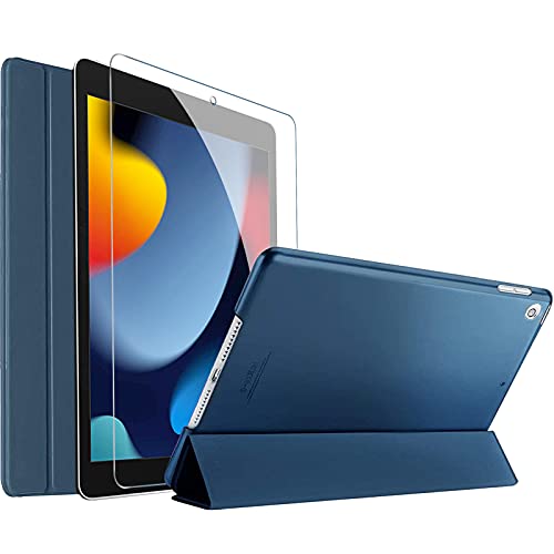 ProCase Falt Hülle mit Display Schutzfolie für iPad 10.2 Zoll 2021 9th/ 2020 8th/ 2019 7th Gen, Dreifach Klapp Schutzhülle Case,Ultra Dünn Leicht Ständer Smart Cover –Navy von ProCase