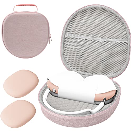 ProCase Hart Kopfhörer Tasche für AirPods Max mit 2 Smart Silikon Schutzhüllen, Hardshell Eva Tragetasche Headset Hülle Case -Pink von ProCase