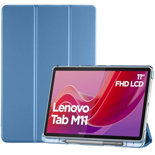 ProCase Hülle für 11" Lenovo Tab M11 2024 mit Stifhalter, Ultra-Dünn & Leicht Smart Case Cover- Blau von ProCase