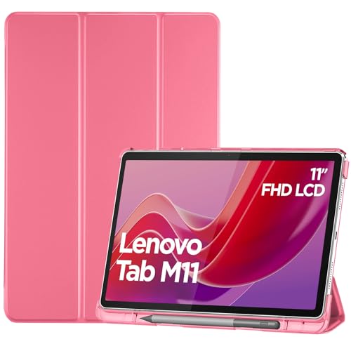 ProCase Hülle für 11" Lenovo Tab M11 2024 mit Stifhalter, Ultra-Dünn & Leicht Smart Case Cover- MelonRosa von ProCase