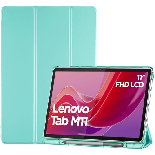 ProCase Hülle für 11" Lenovo Tab M11 2024 mit Stifhalter, Ultra-Dünn & Leicht Smart Case Cover- Mintgrün von ProCase