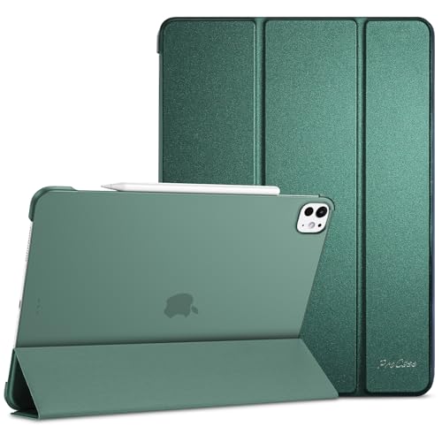ProCase Hülle für 13" iPad Pro (M4) 2024, Schutzhülle Leicht Dünn Hart Smart Case Cover Kompatibel mit 13 Zoll iPad Pro 2024 -Dunkelgrün von ProCase