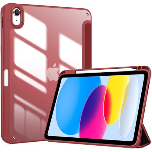 ProCase Hülle für iPad (A16) 11" Generation 2025 / iPad 10 Generation 10,9" 2022 Schutzhülle mit Stifthalter Stoßfeste Smart Case Cover Auto Schlafen/Wachen -Wein von ProCase
