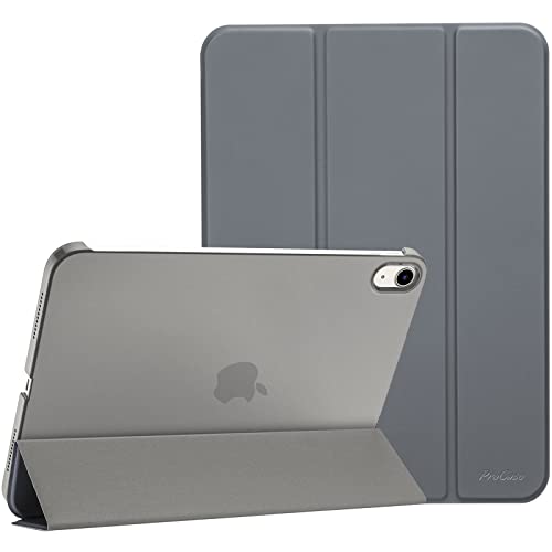 ProCase Hülle für 2022 10,9" iPad 10. Generation iPad 10 Case 10,9 Zoll Modell A2696 A2757, Leicht Dünn Hart Schutzhülle Smart Folio Cover Hülle Kompatibel mit iPad 10 Generation 2022 -Gray von ProCase