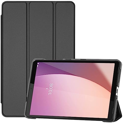 ProCase Hülle für 8 Zoll Lenovo Tab M8 TB300FU (4rd Gen, 1280x800) 20,32 cm 2023 Dreifach Falt Klapp Schutzhülle Ultra Leicht Ständer Cover Translucent Frosted Rückhülle –Schwarz von ProCase