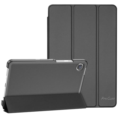 ProCase Hülle für Galaxy Tab A9 8.7 Zoll 2023 (SM-X110/SM-X115) DREI-Fach Falt Klapp Schutzhülle Case, Ultra Dünn Leicht Ständer Smart Cover mit Translucent Rückhülle - Schwarz von ProCase