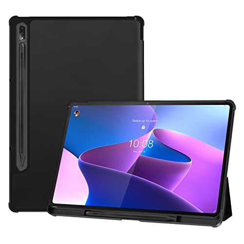 ProCase Hülle für Lenovo Tab P12 Pro 12.6 Zoll 2021 Tablet Case Smart Cover Ultra Dünn Leicht Klappen Schutzhülle Ständer mit Stifthalter -Schwarz von ProCase
