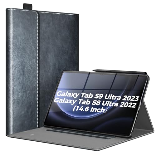 ProCase Hülle für Samsung Galaxy Tab S9 Ultra 14.6 Zoll 2023(SM-X916B/X910N) Schlanke Ständer Schutzhülle mit Stifthalter S9 Ultra Case mit Auto Schlafen/Wachen- Schwarz von ProCase