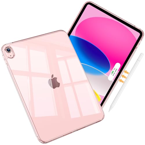 ProCase Hülle für iPad (A16) 11. Generation 11" 2025/10. Generation 10,9" 2022, Slim Transparent Back Cover für iPad 10th/11th -Transparent Rosa von ProCase