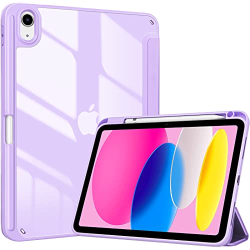 ProCase Hülle für iPad 10. Generation 2022 10,9 Zoll mit Stifthalter, Stoßfeste Smart Case Cover mit transparenter Rückseitenschale Schutzhülle Kompatibel mit ipad 10th Gen -Purple von ProCase