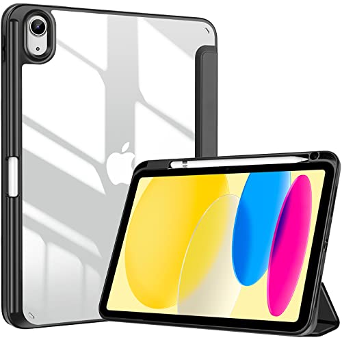 ProCase Hülle für iPad (A16) 11" Generation 2025 / iPad 10 Generation 10,9" 2022 Schutzhülle mit Stifthalter Stoßfeste Smart Case Cover Auto Schlafen/Wachen –Schwarz von ProCase