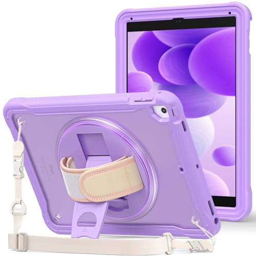 ProCase Hülle für iPad 9,7 Zoll 5th 6th Gen（2017/2018）/iPad Air 2 / iPad Air, Schutzhülle mit 360 Grad Drehbarer Handschlaufe Ständer, Stoßfest Robust Case Hybrid Cover für iPad 9,7 -Lila von ProCase
