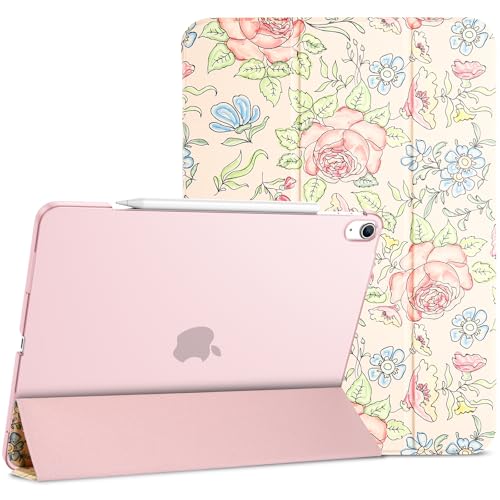 ProCase Hülle für iPad Air 13 Zoll (M3/M2 2025/2024), Dreifache Schutzhülle Case für 13" iPad Air M3 2025/ M2 2024, Dünn Leicht Smart Cover mit Translucent Frosted Rückhülle -Rosa von ProCase