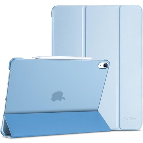 ProCase Hülle für iPad Air 13 Zoll (M3/M2 2025/2024), Dreifache Schutzhülle Case für 13" iPad Air M3 2025/ M2 2024, Dünn Leicht Smart Cover mit Translucent Frosted Rückhülle -Blau von ProCase