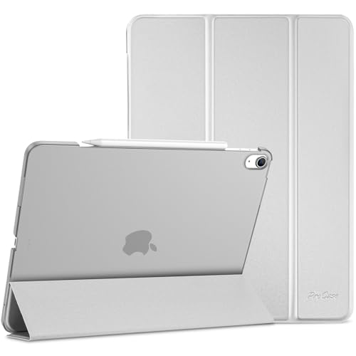 ProCase Hülle für iPad Air 13 Zoll (M3/M2 2025/2024), Dreifache Schutzhülle Case für 13" iPad Air M3 2025/ M2 2024, Dünn Leicht Smart Cover mit Translucent Frosted Rückhülle -Silber von ProCase