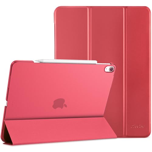 ProCase Hülle für iPad Air 13 Zoll (M3/M2 2025/2024), Dreifache Schutzhülle Case für 13" iPad Air M3 2025/ M2 2024, Dünn Leicht Smart Cover mit Translucent Frosted Rückhülle -Rot von ProCase