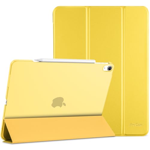 ProCase Hülle für iPad Air 13 Zoll (M3/M2 2025/2024), Dreifache Schutzhülle Case für 13" iPad Air M3 2025/ M2 2024, Dünn Leicht Smart Cover mit Translucent Frosted Rückhülle -Gelb von ProCase