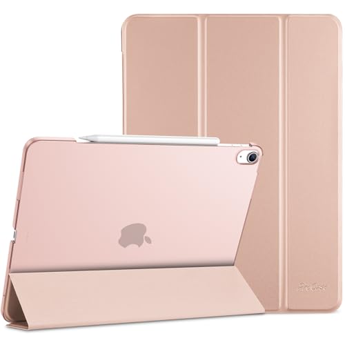ProCase Hülle für iPad Air 13 Zoll (M3/M2 2025/2024), Dreifache Schutzhülle Case für 13" iPad Air M3 2025/ M2 2024, Dünn Leicht Smart Cover mit Translucent Frosted Rückhülle -Rosagold von ProCase