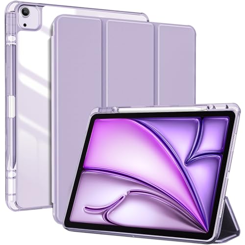 ProCase Hülle für iPad Air 13 Zoll (M3/M2 2025/2024) mit Stifthalter iPad Pro 12.9 Zoll (6/5/4/3Gen) Case, 13" iPad Air M3 2025/ M2 2024, Cover mit transparent Rückseitenschale Schutzhülle -Lila von ProCase
