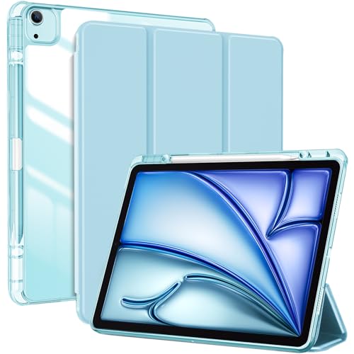ProCase Hülle für iPad Air 13 Zoll (M3/M2 2025/2024) mit Stifthalter iPad Pro 12.9 Zoll (6/5/4/3Gen) Case, 13" iPad Air M3 2025/ M2 2024, Cover mit transparent Rückseitenschale Schutzhülle -Blau von ProCase