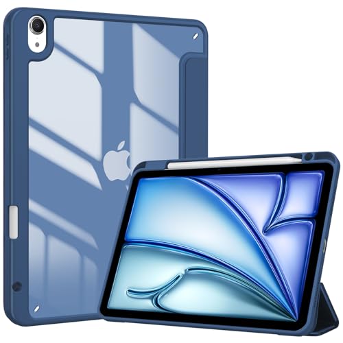 ProCase Hülle für iPad Air 5. Generation 2022/ iPad Air 4. Generation 2020 10.9 Zoll mit Stifthalter,Smart Case Cover mit transparenter Rückseitenschale Schutzhülle Kompatibel mit ipad Air 5 4–Blau von ProCase