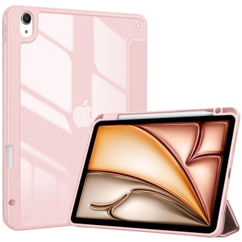 ProCase Hülle für iPad Air 5. Generation 2022/ iPad Air 4. Generation 2020 10.9 Zoll mit Stifthalter,Smart Case Cover mit transparenter Rückseitenschale Schutzhülle Kompatibel mit ipad Air 5 4–Pink von ProCase