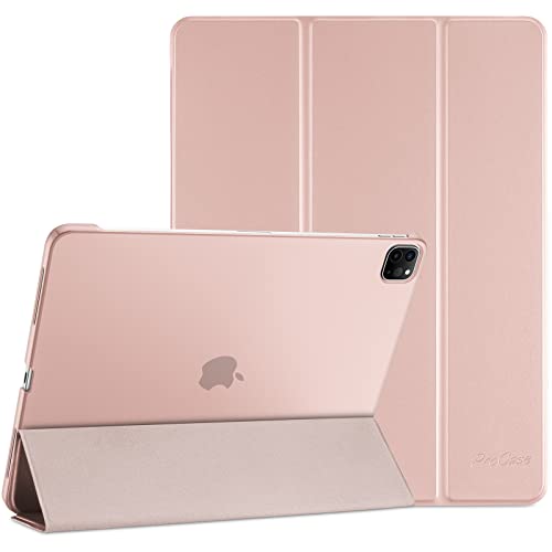 ProCase Hülle für iPad Pro 11 Zoll 2022/2021/2020 (4/3/2 Generation), Dreifach Falt Klapp Schutzhülle, Ultra Dünn Leicht Ständer Schale Smart Case Cover -Rosa von ProCase