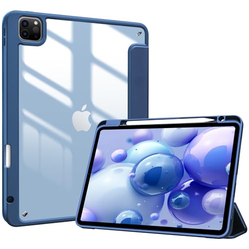 ProCase Hülle für iPad Pro 11 Zoll mit Stifthalter 2022/2021/2020/2018 (4/3/2/1 Generation), Stoßfeste Smart Case Cover mit transparenter Rückseitenschale Schutzhülle für iPad Pro 11" -Navy von ProCase