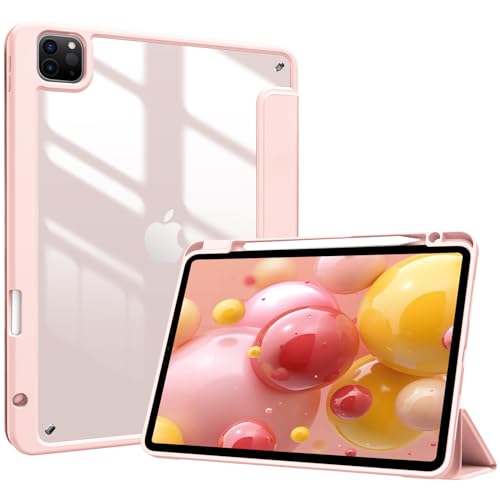 ProCase Hülle für iPad Pro 11 Zoll mit Stifthalter 2022/2021/2020/2018 (4/3/2/1 Generation), Stoßfeste Smart Case Cover mit transparenter Rückseitenschale Schutzhülle für iPad Pro 11" -Rosa von ProCase