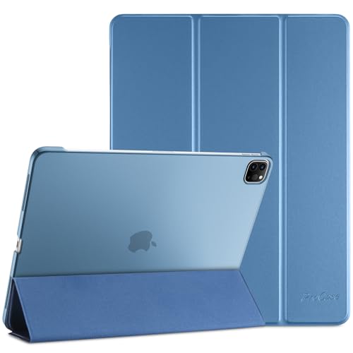 ProCase Hülle für iPad Air 13 Zoll M2 2024 /iPad Pro 12.9 Zoll 2022/2021/2020 (6/5/4 Generation), Dreifach Falt Klapp Schutzhülle, Ultra Dünn Leicht Ständer Schale Smart Case Cover -Blau von ProCase