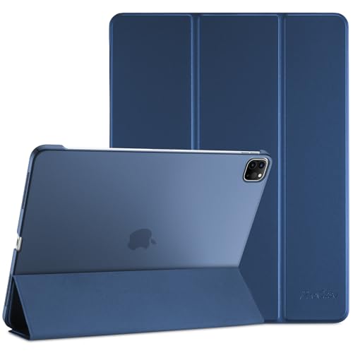 ProCase Hülle für iPad Pro 12.9 Zoll 2022/2021/2020 (6/5/4 Generation), Dreifach Falt Klapp Schutzhülle, Ultra Dünn Leicht Ständer Schale Smart Case Cover -Darkblau von ProCase