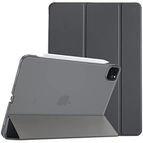 ProCase Hülle für iPad Pro 12.9 Zoll 2022/2021/2020 (6/5/4 Generation), Dreifach Falt Klapp Schutzhülle, Ultra Dünn Leicht Ständer Schale Smart Case Cover -Grau von ProCase