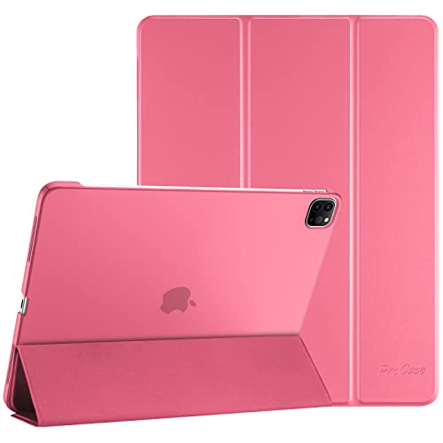 ProCase Hülle für iPad Pro 12.9 Zoll 2022/2021/2020/2018 (6/5/4/3 Gen), Dreifach Schutzhülle, Ultra Dünn Leicht Smart Case Cover für iPad Pro 12,9 -Melonenrosa von ProCase