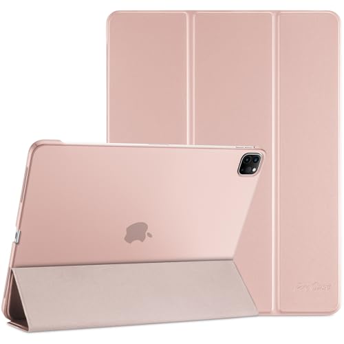 ProCase Hülle für iPad Pro 12.9 Zoll 2022/2021/2020 (6/5/4 Generation), Dreifach Falt Klapp Schutzhülle, Ultra Dünn Leicht Ständer Schale Smart Case Cover -Rosa von ProCase