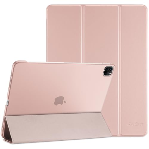 ProCase Hülle für iPad Air 13 Zoll M2 2024 /iPad Pro 12.9 Zoll 2022/2021/2020 (6/5/4 Generation), Dreifach Falt Klapp Schutzhülle, Ultra Dünn Leicht Ständer Schale Smart Case Cover -Rosa von ProCase